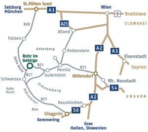 Anfahrtsplan nach Rohr im Gebirge